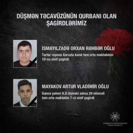 "Daha iki şagirdimiz düşmən təcavüzünün qurbanı oldu" -