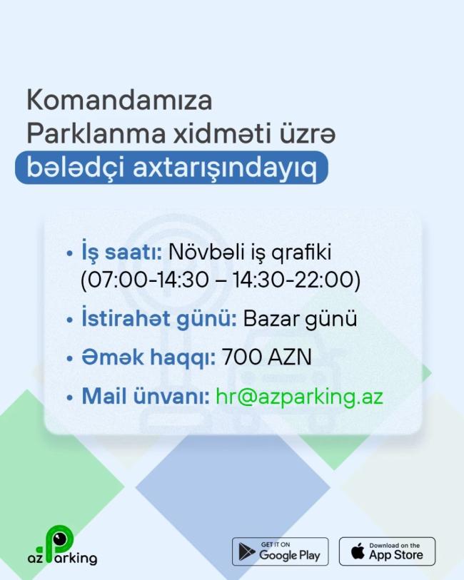 Komandamıza parklanma xidməti üzrə bələdçi axtarışındayıq