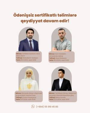 Həm ödənişsiz, həm də sertifikatlı təlimlər