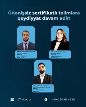 Ödənişsiz təlimlərdə iştirak et və sertifikat əldə et! Xəbər şəkili