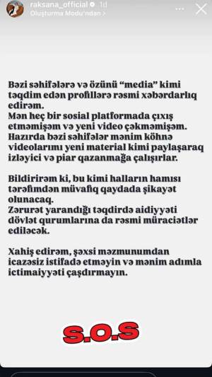 Rəqsanənin həbsdən sonra ilk açıqlaması -FOTO Xəbər şəkili