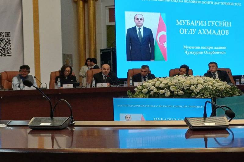Ədliyyə nazirinin müavini Tacikistanda forumda iştirak edib