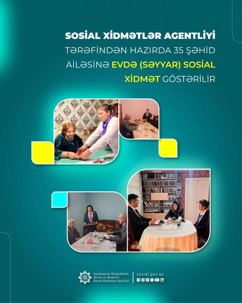 Hazırda 35 şəhid ailəsinə evlərində sosial-məişət xidməti göstərilir - Agentlik