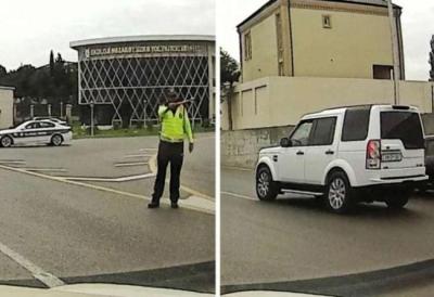 Yol polisinin &quot;saxla&quot; işarəsi verdiyi s&uuml;r&uuml;c&uuml;- Xəbər şəkili